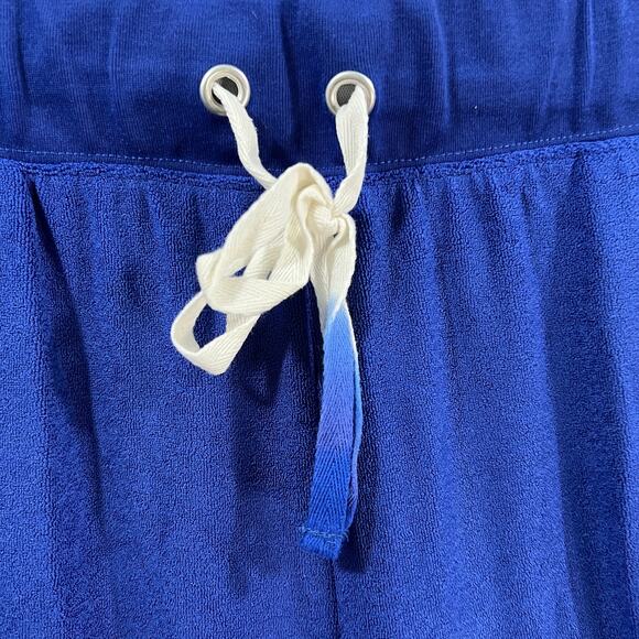 Candace Cameron Bure Terry Cloth Crop Beach Pant Clematis Blue Petite Medium - Picture 8 of 9
